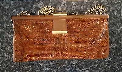 £9.99 • Buy Vintage Jane Shilton Of London, Snakeskin And Leather Ladies, Handbag, Brown. 