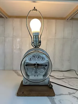 Working General Electric METER Lamp ~ Wood Base W/O Shade ~ Steampunk • $45