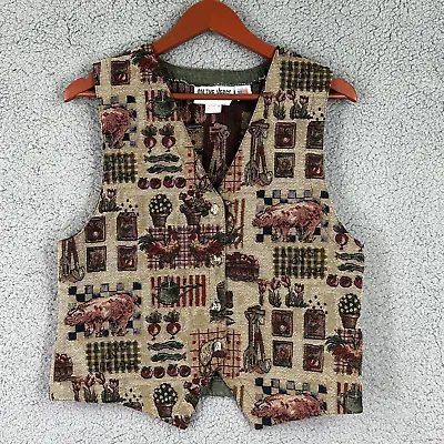 On The Verge Vintage 90's Tapestry Vest USA Made Size M Farm Life Teacher • $42.57