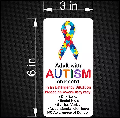 ADULT With AUTISM On Board - Emergency Awareness Car Vinyl Bumper Sticker Decal • $3.99