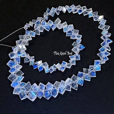 101.5CT Rainbow Moonstone Fancy Faceted Slice Kite Briolette Bead 14 Inch Strand • $195