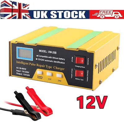 Car Battery Charger LCD 12V & 24V Trickle / Fast Vehicle HGV Lorry Heavy Duty • £19.34