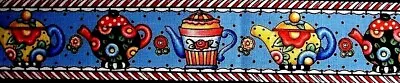 Mary Engelbreit Fancy Teapots Cotton Fabric Border Strips 1 3/4  W X 1 Yard 10  • $5.95