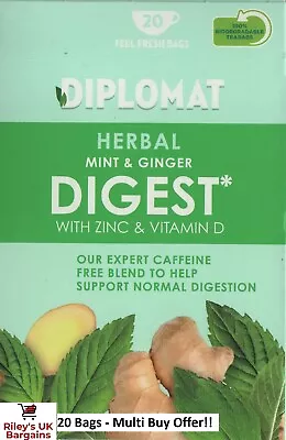 £3.69 • Buy Herbal Infusion Tea Mint & Ginger 20 Bags Digestion Caffeine Free Zinc Vitamin D