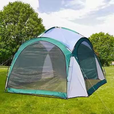 Garden 3.5X3.5M Dome Gazebo Tent With 4 Mesh & 2 Sunshade Walls Shelter Green • £54.99