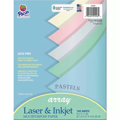 Pacon® Pastel Multi-Purpose Paper 5 Assorted Colors 20 Lb. 8-1/2  X 11  1... • $26.99