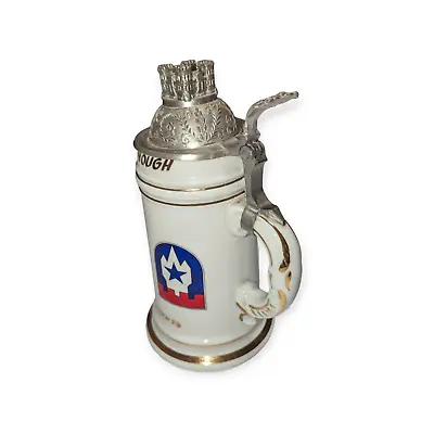 Vintage German Regimental Beer Stein Military Lithophane Bottom Pewter Lid Tower • $60