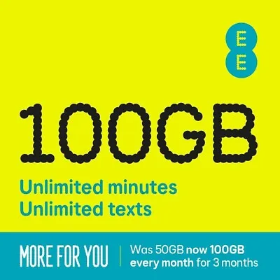 100GB EE Official Mobile Broadband 5G SIM Card - Fit All Device • £5.23