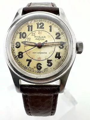 Rolex Oyster Solar Aqua 1943 Gents Vintage WW2 Era Watch Dial Patina Serviced • $1865.03