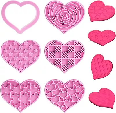 FVVMEED 6 Pieces Valentine's Day Heart Shape Plastic Biscuit Cutters  • $16.99