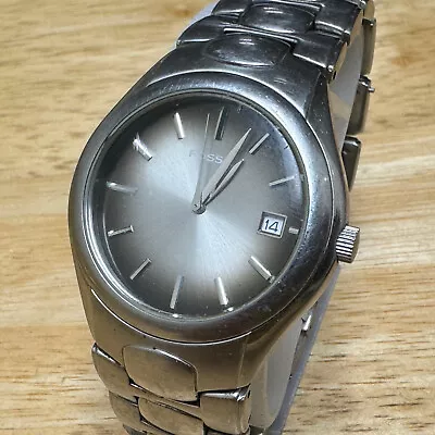 Fossil Quartz Watch FS-2906 Men 50m Silver Tone All Steel Date New Battery 7  • $27.99