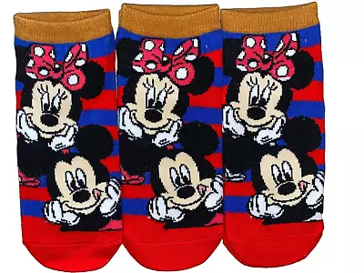 New Ladies 3prs Mickey & Minnie Mouse Trainer Socks.UK 4-7 • £4.99