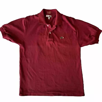 Vintage Lacoste Polo Shirt Adult XL Red Short Sleeve Button Golfer Gator Sleeve • $26.99