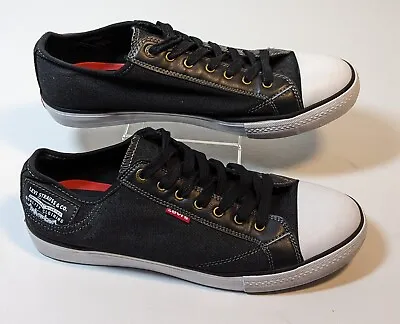 Levis Shoes Mens Size 11 Black Denim Upper Low Top Sneakers • $17.95