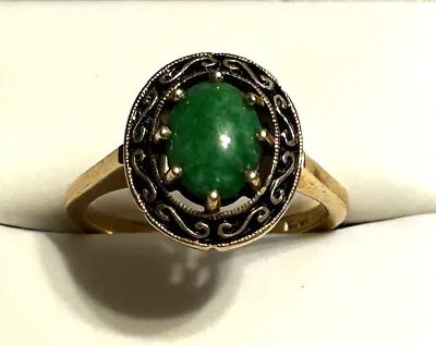 Fancy Vintage Jade Ring In 14 Kt Gold.  • $245