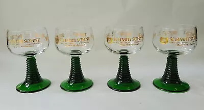 SCHMITT SOHNE Port Wine Glass Green Beehive Stem W. Germany (Set Of 4) • $18.99