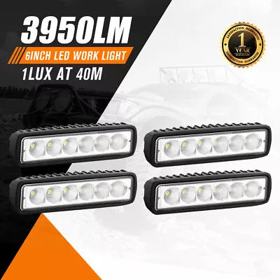 4x 6inch LED Work Light Bar Flood Beam Reverse Lamp Driving Offroad 4WD • $35.95