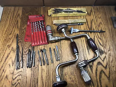 $56 • Buy Vintage Antique Ratcheting Bit Brace Hand Drill Bits Woodworking Tool Lot