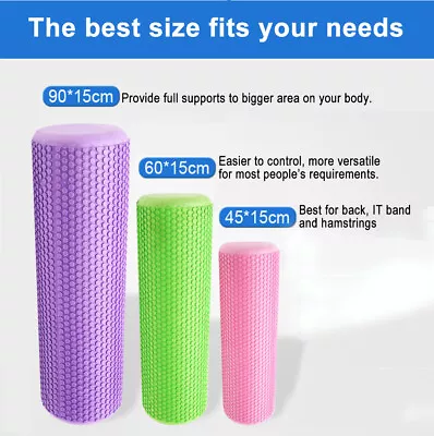$24.99 • Buy 45/60/90cm Foam Roller Pilates Long Physio Yoga Fitness GYM Exercise Training