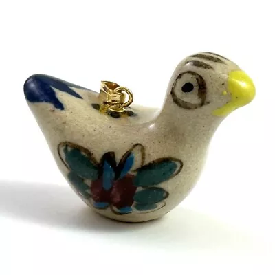 Vintage Bird Necklace Pendant Charm Hand Painted Ceramic Flower Jewelry • $14.99
