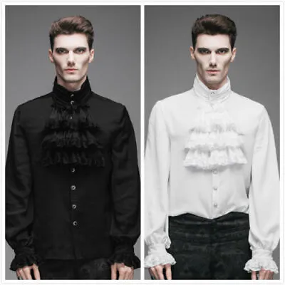 Vintage Devil Mens Shirt Top White Gothic Steampunk Victorian Regency Aristocrat • $28.99