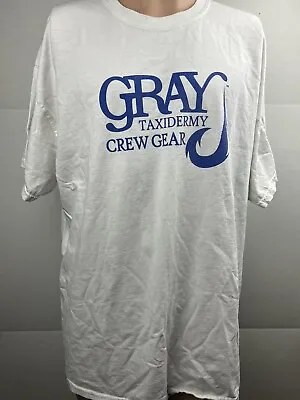 Vintage Y2K Gray Taxidermy Fishing Mens Graphic T Shirt Mens Size XL • $13.99