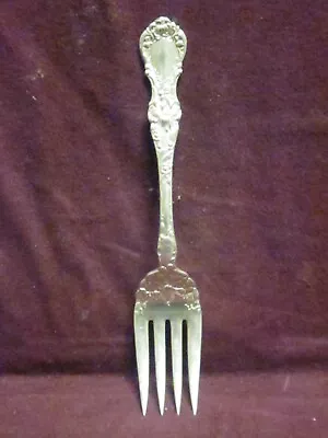 Pat 1902 Silverplate 1835 WALLACE FLORAL SERIES COLD MEAT FORK 8  No  Monogram • $12.50