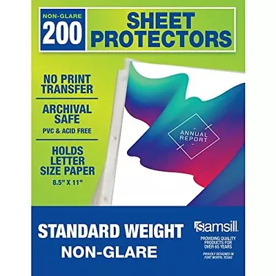 Samsill Sheet Protectors 8.5x11 Inch Page Protectors 3 Ring Binder Standard W • $17.17