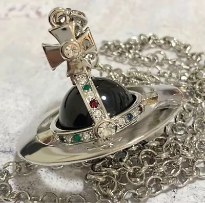 Vivienne Westwood Small ORB Necklace Black Silver Pendant Outlet Authentic • $104.99