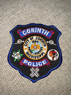 Police Department Patch Corinth Mississippi Indian Magnolia 4 X 4.5 Inch • $4.99