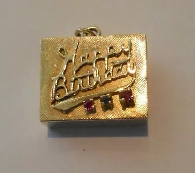 RARE Vintage 14k JEWELED HAPPY BIRTHDAY MUSIC BOX Bracelet Charm 16.0 Gr #20035 • $899