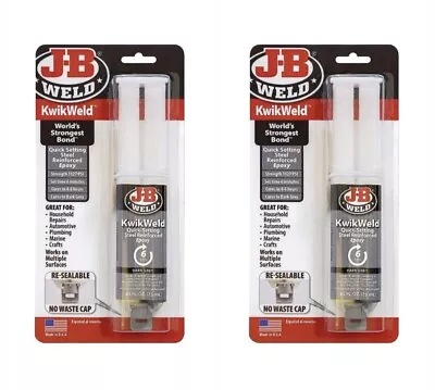 JB Weld Original Quick Setting Steel Reinforced 2-Part Epoxy Syringe 2 Pack • $15.94