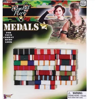 Combat Hero Medals Soldier Army G.I Fancy Dress Costume Medals • £7.49