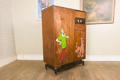 £250 • Buy Vintage Retro Upcycled Hand Painted G Plan Scooby Doo Tall Boy Wardrobe