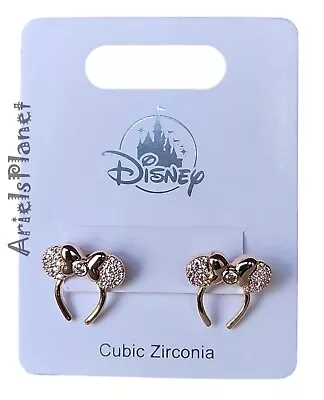 Disney Parks Jewelry Collection Minnie Mouse Ears Rose Gold Tone Bow Earrings • $24.95