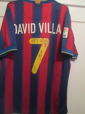 Barcelona 2009-2010 Home David Villa 7 Football Shirt Adult Large /48414 • £39.99