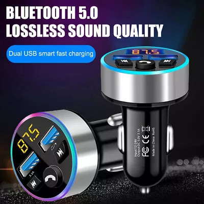 Wireless Car Charger Adapter Fast Bluetooth FM Transmitter For IPhone Samsung UK • £7.99