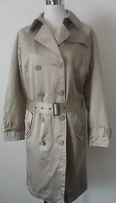 Laura Clement La Redoute Creation Pale Gold Belted Trench Coat Pre Loved Sz 12 • £28.02