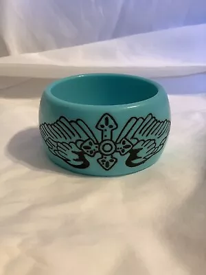 Southwestern Wide Chunky Bangle Bracelet Turquoise Color Maltese Cross Wings • $25