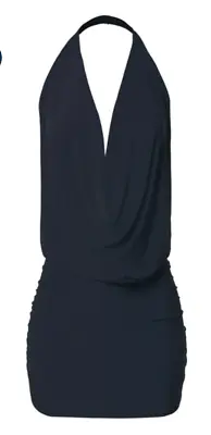 $19.50 • Buy Women's Deep Sexy V-Neck Halter Backless Party Club Mini Dress Size S -Navy Blue
