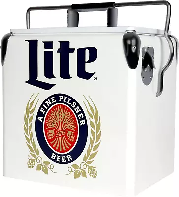 Miller Lite Retro Ice Chest Cooler With Bottle Opener 13 L /14 Quart Red And • $142.58