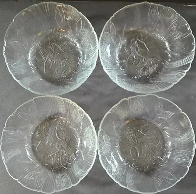 Vintage Arcoroc France Clear Glass 4 Canterbury Crocus Cereal Bowls Set • $28.99