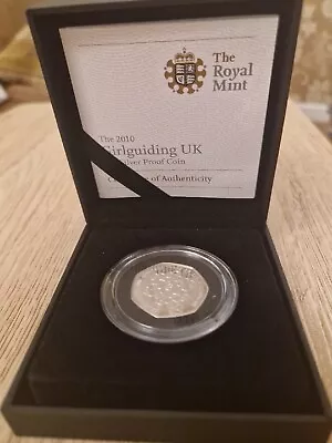 2010 Silver Proof 50p Coin  Girlguiding Anniversary  In Case With COA  TONING  • £39