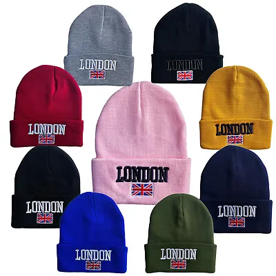 Unisex London Turn Up Union Jack Flag Winter Beanie Hat Cap • £7.99