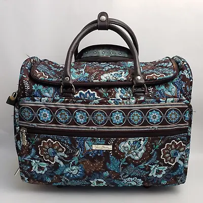 Vera Bradley Java Blue Paisley Rolling Travel Luggage Suitcase 18  X 14  X 9.5  • $94.95