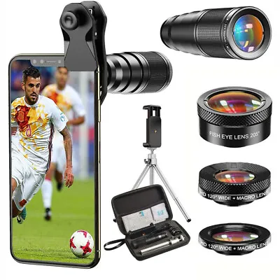 APEXEL 4 In 1 Phone Camera Lens Kit 22x Telephoto + Fisheye + Macro For IPhone • £24.99