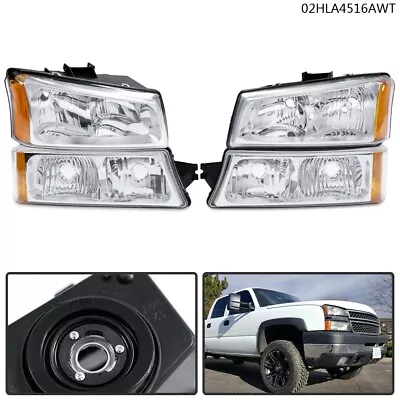 Clear Headlights & Signal Bumper Corner HeadLamps Fit For 03-07 Chevy Silverado • $55.80