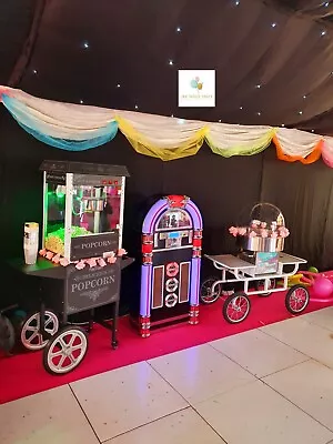 Hire Only* Vintage White Candy Floss Machine & Popcorn Cart Birthdays Weddings • £100