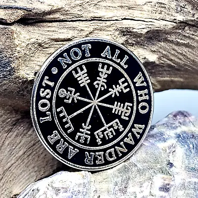 Vegvisir Pin Badge Brooch Not All Who Wander Are Lost Viking Enamel Wayfinder • $6.09