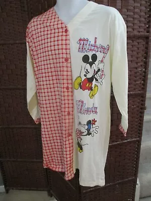 Vintage Mickey Mouse Minnie Mouse Button Up Nightgown Medium Shirt Night Dress • $10.20